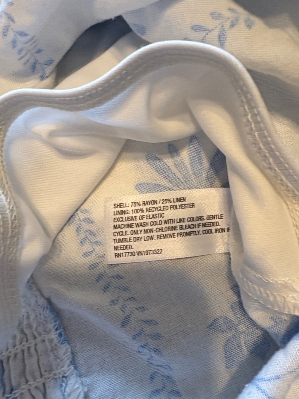 Wild Fable Blue White Strapless Linen Blend Peplum Blouse Size Large Coastal - Picture 6 of 6